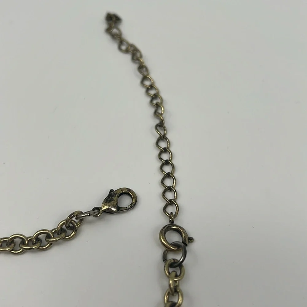 Premier Designs‎ Blanca Brass Tone and Cream Enamel V Neck Necklace